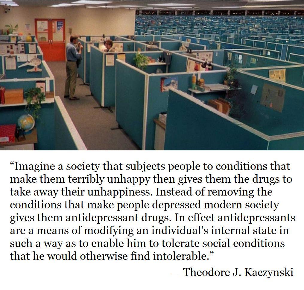 Ted Kaczynsky antidepressants quote